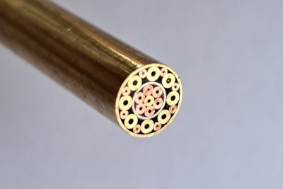 Rivet mosaïque, Ø 6 mm x 125 mm, tube laiton, ref:RMO627